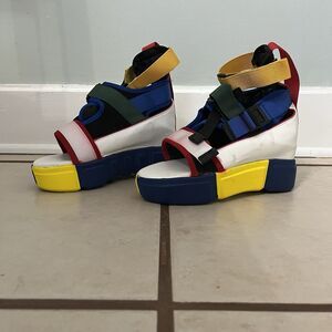 Mulberry Color Strappy Platform Sandals Size Eur 37 Clown Bold Bright Rave Bratz
